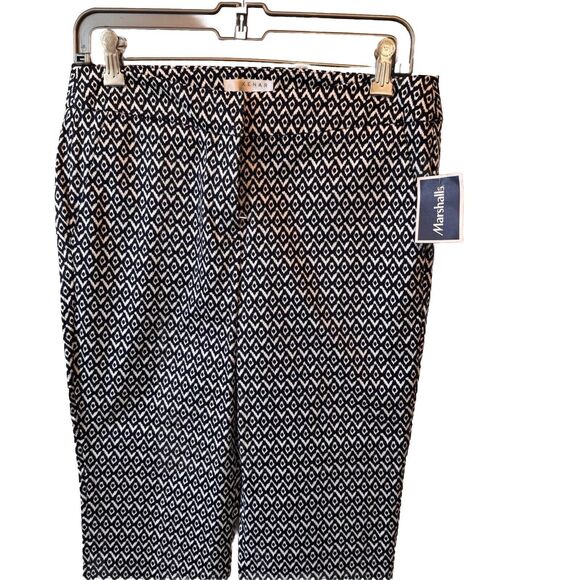 Kenar Cropped Pants Women's Size 4 Blue & White Geometric Print Trousers NEW NWT - Picture 2 of 10